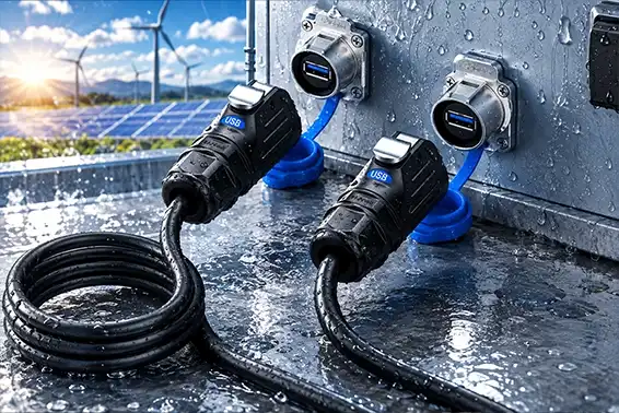 LP24 Rugged USB-A Receptacle for Factory Floor HMI Applications